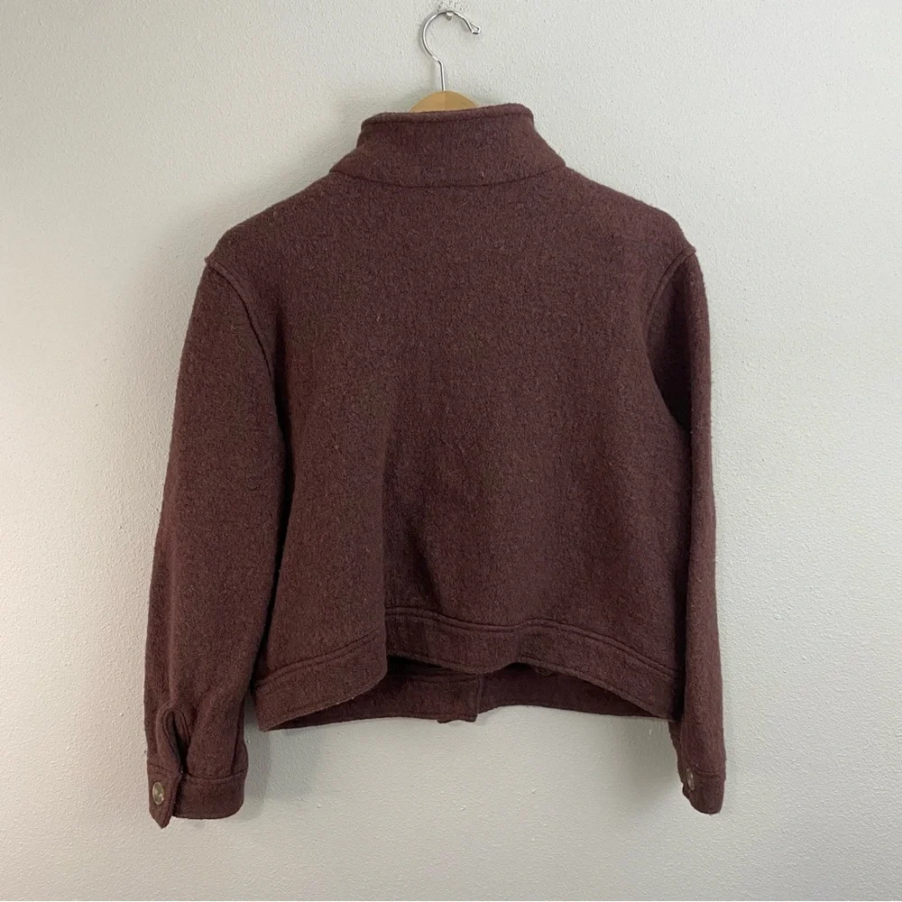 Joie‎ Boiled Wool Blend Cropper Unlined Muted Cranberry Button Down XL